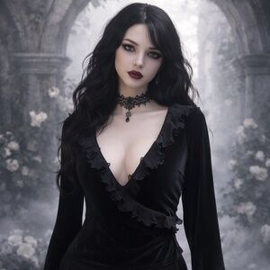 Vtg Y2K Jessica Howard Black Velvet Beaded Ruffle Top Sz12 Gothic Romance